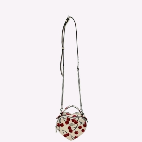 Coach Heart-Shaped Cherry Print Bag - Cream and Red - Picture 4 of 8